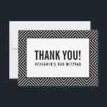 THANK YOU BAR MITZVAH modern geometric black white Card<br><div class="desc">by kat massard >>> https://linktr.ee/simplysweetpaperie <<< A simple, stylish way to say thank you to your guest's for attending your event. Setup as a template it is simple for you to add your own details, or hit the customise button and you can add or change text, fonts, sizes etc TIP...</div>
