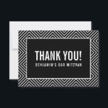 THANK YOU BAR MITZVAH modern geometric black white Card<br><div class="desc">by kat massard >>> https://linktr.ee/simplysweetpaperie <<< A simple, stylish way to say thank you to your guest's for attending your event. Setup as a template it is simple for you to add your own details, or hit the customise button and you can add or change text, fonts, sizes etc TIP...</div>