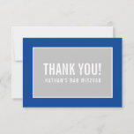 THANK YOU BAR MITZVAH modern geometric blue gray<br><div class="desc">by kat massard >>> https://linktr.ee/simplysweetpaperie <<< A simple, stylish way to say thank you to your guest's for attending your event. Setup as a template it is simple for you to add your own details, or hit the customise button and you can add or change text, fonts, sizes etc TIP...</div>