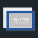 THANK YOU BAR MITZVAH modern geometric blue gray<br><div class="desc">by kat massard >>> https://linktr.ee/simplysweetpaperie <<< A simple, stylish way to say thank you to your guest's for attending your event. Setup as a template it is simple for you to add your own details, or hit the customise button and you can add or change text, fonts, sizes etc TIP...</div>