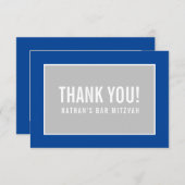 THANK YOU BAR MITZVAH modern geometric blue gray (Front/Back)