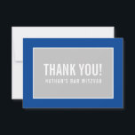 THANK YOU BAR MITZVAH modern geometric blue gray Card<br><div class="desc">by kat massard >>> https://linktr.ee/simplysweetpaperie <<< A simple, stylish way to say thank you to your guest's for attending your event. Setup as a template it is simple for you to add your own details, or hit the customise button and you can add or change text, fonts, sizes etc TIP...</div>