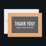 THANK YOU BAR MITZVAH modern geometric gray orange<br><div class="desc">by kat massard >>> https://linktr.ee/simplysweetpaperie <<< A simple, stylish way to say thank you to your guest's for attending your event. Setup as a template it is simple for you to add your own details, or hit the customise button and you can add or change text, fonts, sizes etc TIP...</div>