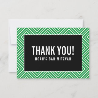 THANK YOU BAR MITZVAH modern geometric kelly green Card
