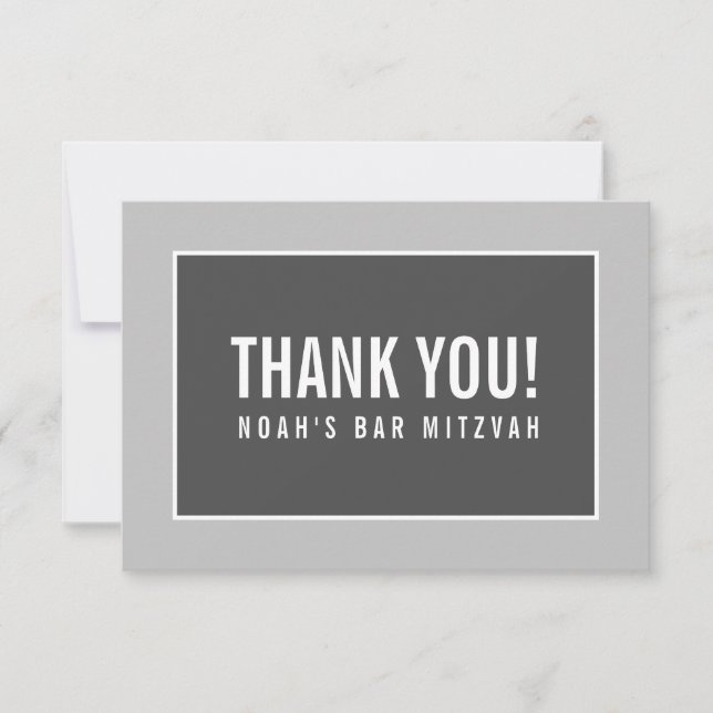 THANK YOU BAR MITZVAH modern geometric mono gray (Front)