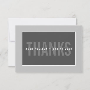 THANK YOU BAR MITZVAH modern geometric mono gray Card