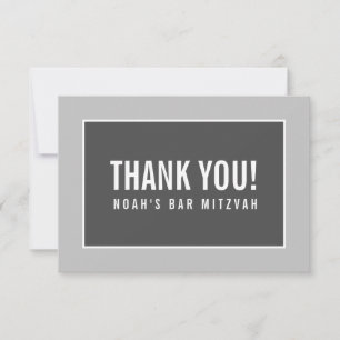 THANK YOU BAR MITZVAH modern geometric mono gray Card