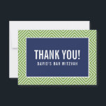 THANK YOU BAR MITZVAH modern geometric navy green Card<br><div class="desc">by kat massard >>> https://linktr.ee/simplysweetpaperie <<< A simple, stylish way to say thank you to your guest's for attending your event. Setup as a template it is simple for you to add your own details, or hit the customise button and you can add or change text, fonts, sizes etc TIP...</div>