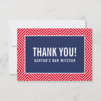 THANK YOU BAR MITZVAH modern geometric navy red