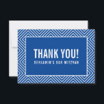 THANK YOU BAR MITZVAH modern geometric royal blue Card<br><div class="desc">by kat massard >>> https://linktr.ee/simplysweetpaperie <<< A simple, stylish way to say thank you to your guest's for attending your event. Setup as a template it is simple for you to add your own details, or hit the customise button and you can add or change text, fonts, sizes etc TIP...</div>