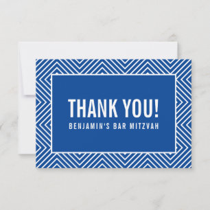 THANK YOU BAR MITZVAH modern geometric royal blue Card