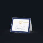 THANK YOU bar mitzvah modern gold jewish star navy<br><div class="desc">[ NOTE - THE GOLD EFFECT IS A PRINTED PICTURE ] A modern, simple design for THANK YOU CARD Setup as a template it is simple for you to add your own details, or hit the ize button and you can add or change text, fonts, customsizes, etc TIP: 1. To...</div>
