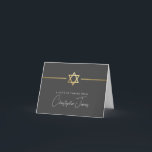 THANK YOU bar mitzvah modern gold star gray grey<br><div class="desc">[ NOTE - THE GOLD EFFECT IS A PRINTED PICTURE ] A modern, simple design for THANK YOU CARD Setup as a template it is simple for you to add your own details, or hit the ize button and you can add or change text, fonts, customsizes, etc TIP: 1. To...</div>