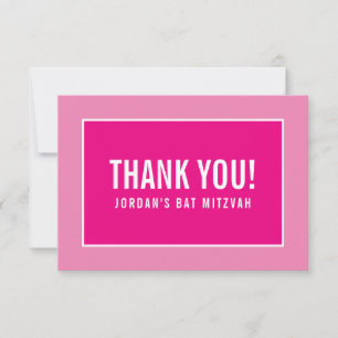 THANK YOU BAR MITZVAH modern minimalist girly pink Card