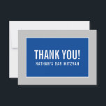 THANK YOU BAR MITZVAH modern minimalist gray blue<br><div class="desc">by kat massard >>> https://linktr.ee/simplysweetpaperie <<< A simple, stylish way to say thank you to your guest's for attending your event. Setup as a template it is simple for you to add your own details, or hit the customise button and you can add or change text, fonts, sizes etc TIP...</div>