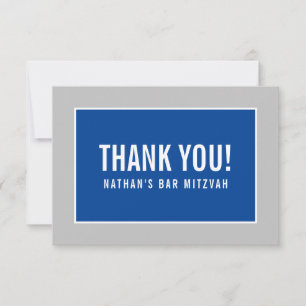THANK YOU BAR MITZVAH modern minimalist gray blue Card