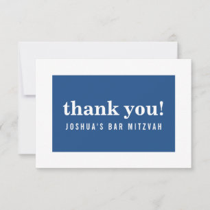 THANK YOU BAR MITZVAH modern minimalist navy blue Card