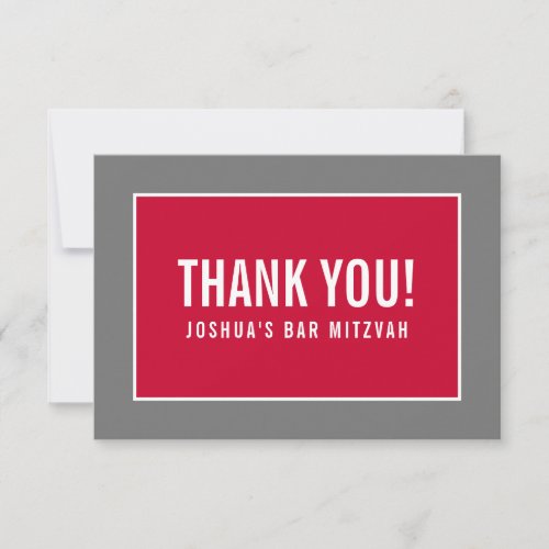 THANK YOU BAR MITZVAH modern minimalist red gray