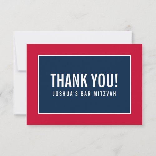 THANK YOU BAR MITZVAH modern minimalist red navy