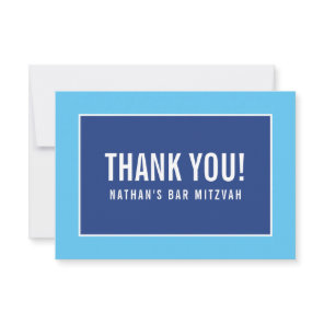 THANK YOU BAR MITZVAH modern minimalist royal blue Card