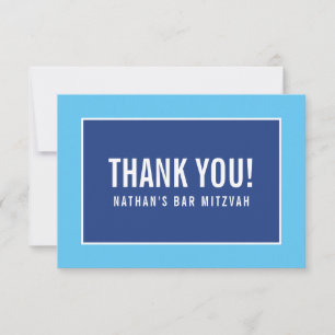 THANK YOU BAR MITZVAH modern minimalist royal blue Card