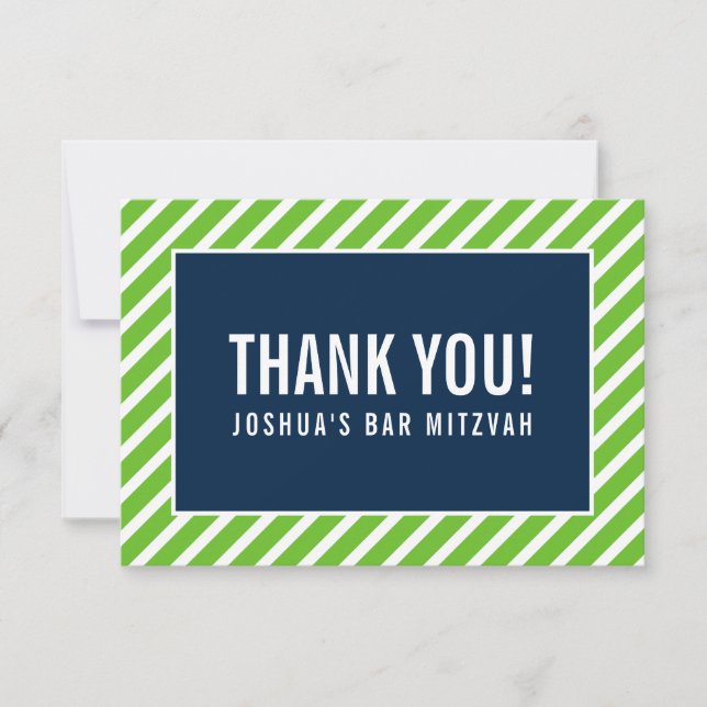 THANK YOU BAR MITZVAH modern nfl green navy blue Card (Front)
