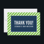 THANK YOU BAR MITZVAH modern nfl green navy blue Card<br><div class="desc">by kat massard >>> https://linktr.ee/simplysweetpaperie <<< A simple, stylish way to say thank you to your guest's for attending your event. Setup as a template it is simple for you to add your own details, or hit the customise button and you can add or change text, fonts, sizes etc TIP...</div>