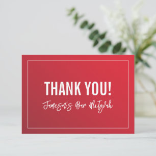 THANK YOU BAR MITZVAH modern red burgundy gradient Card