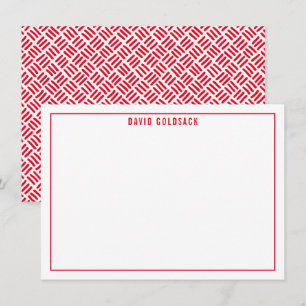 THANK YOU BAR MITZVAH modern simple metal grid red Card