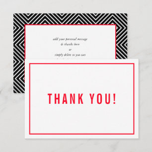 THANK YOU BAR MITZVAH modern simple red black Card
