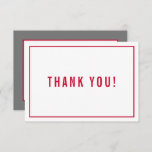 THANK YOU BAR MITZVAH modern simple red gray<br><div class="desc">by kat massard >>> https://linktr.ee/simplysweetpaperie <<< A simple, stylish way to say thank you to your guest's for attending your event. Setup as a template it is simple for you to add your own details, or hit the customise button and you can add or change text, fonts, sizes etc TIP...</div>