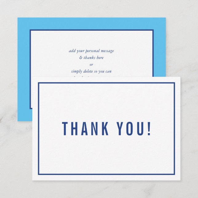 THANK YOU BAR MITZVAH modern simple royal blue Card (Front/Back)