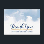 THANK YOU BAR MITZVAH modern star blue watercolor<br><div class="desc">by kat massard >>> kat@simplysweetPAPERIE.com <<< A simple, stylish way to say thank you to your guest's for attending your child's BAR MITZVAH Setup as a template it is simple for you to add your own details, or hit the customise button and you can add or change text, fonts, sizes...</div>