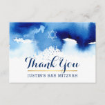 THANK YOU BAR MITZVAH modern star blue watercolor<br><div class="desc">by kat massard >>> kat@simplysweetPAPERIE.com <<< A simple, stylish way to say thank you to your guest's for attending your child's BAR MITZVAH Setup as a template it is simple for you to add your own details, or hit the customise button and you can add or change text, fonts, sizes...</div>