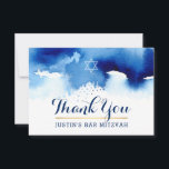 THANK YOU BAR MITZVAH modern star blue watercolor<br><div class="desc">by kat massard >>> kat@simplysweetPAPERIE.com <<< A simple, stylish way to say thank you to your guest's for attending your child's BAR MITZVAH Setup as a template it is simple for you to add your own details, or hit the customise button and you can add or change text, fonts, sizes...</div>