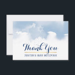 THANK YOU BAR MITZVAH modern star blue watercolor Card<br><div class="desc">by kat massard >>> kat@simplysweetPAPERIE.com <<< A simple, stylish way to say thank you to your guest's for attending your child's BAR MITZVAH Setup as a template it is simple for you to add your own details, or hit the customise button and you can add or change text, fonts, sizes...</div>