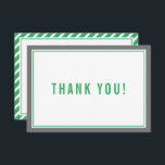 THANK YOU BAR MITZVAH modern stripe nfl green gray<br><div class="desc">by kat massard >>> https://linktr.ee/simplysweetpaperie <<< A simple, stylish way to say thank you to your guest's for attending your event. Setup as a template it is simple for you to add your own details, or hit the customise button and you can add or change text, fonts, sizes etc TIP...</div>