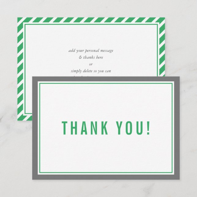 THANK YOU BAR MITZVAH modern stripe nfl green gray Card (Front/Back)