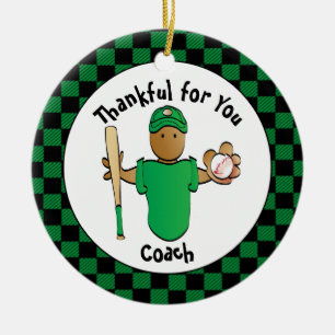 Thank You Baseball Coach Budget Holiday Gift Ceramic Ornament
