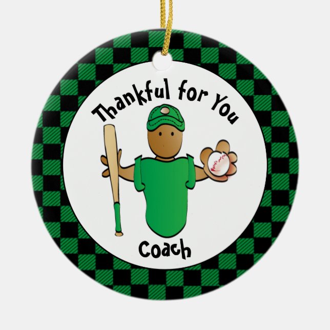 Thank You Baseball Coach Budget Holiday Gift  Ceramic Ornament (Front)