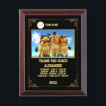 Thank You Baseball Coach, Custom photo & names Award Plaque<br><div class="desc">A personalized Baseball with the coach and players' names, along with their custom pictures, can serve as a memorable and unique memento for a team. This thoughtful gesture fosters a sense of unity, pride, and camaraderie among team members, while also providing a tangible reminder of their shared experiences and achievements...</div>