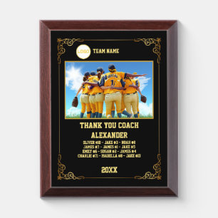 Thank You Baseball Coach, Custom photo & names Award Plaque