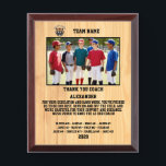 Thank You Baseball Coach, Custom photo & names Award Plaque<br><div class="desc">A personalized Baseball with the coach and players' names, along with their custom pictures, can serve as a memorable and unique memento for a team. This thoughtful gesture fosters a sense of unity, pride, and camaraderie among team members, while also providing a tangible reminder of their shared experiences and achievements...</div>