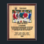 Thank You Baseball Coach, Custom photo & names Award Plaque<br><div class="desc">A personalized Baseball with the coach and players' names, along with their custom pictures, can serve as a memorable and unique memento for a team. This thoughtful gesture fosters a sense of unity, pride, and camaraderie among team members, while also providing a tangible reminder of their shared experiences and achievements...</div>