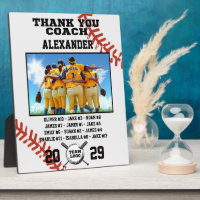 Thank You Baseball Coach, Custom photo & names