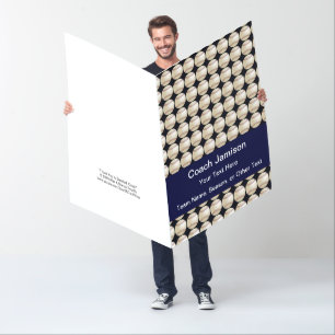 Thank You Baseball Coach, Name, Blue Big JUMBO Card