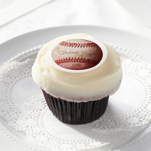 Thank you baseball edible frosting rounds