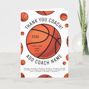Thank You Basketball Coach Add Team Player Names Card