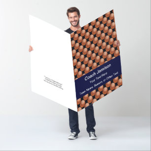 Thank You Basketball Coach, Blue JUMBO Huge Big Card