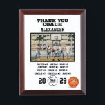 Thank You Basketball Coach, Custom Photo & Names Award Plaque<br><div class="desc">A personalized Basketball with the coach and players' names, along with their custom pictures, can serve as a memorable and unique memento for a team. This thoughtful gesture fosters a sense of unity, pride, and camaraderie among team members, while also providing a tangible reminder of their shared experiences and achievements...</div>